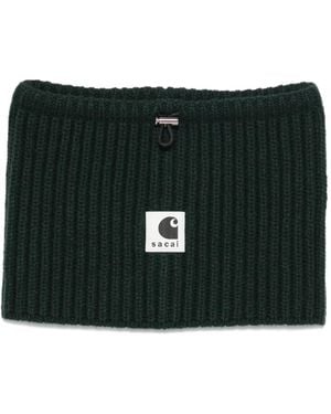 Sacai Ribbed Logo Neck Warmer - Black
