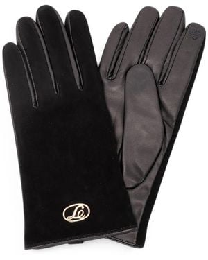 Twinset Logo-Plaque Sheepskin Gloves - Black