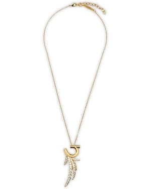 Ferragamo Crystal-Embellished Pendant Necklace - White