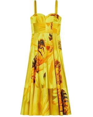 Tory Burch Vestido midi con estampado floral - Amarillo
