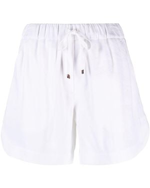 Lorena Antoniazzi Side-Stripes Drawstring Linen Shorts - White