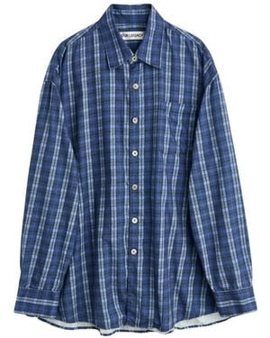 Our Legacy Borrowed Checked Chest-Pocket Shirt - Blue