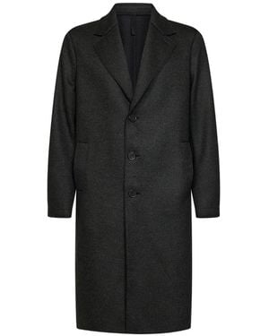 Harris Wharf London Herringbone Single-Breasted Coat - Black