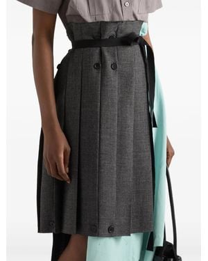 Prada Rush Stitch Fabric Patchwork Skirt - Black