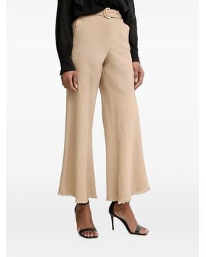 Pinko Belted Frayed-Hem Pants - Natural