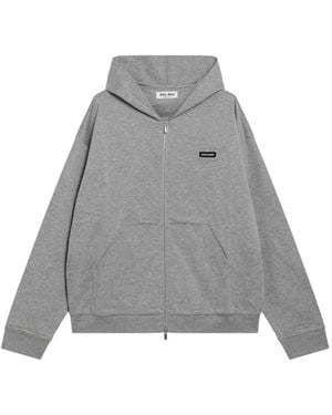 Miu Miu Sudadera De Tejido Polar Y Algodón Con Capucha - Gris