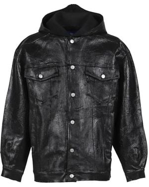 Marking Distance Hooded Button Jacket - Black
