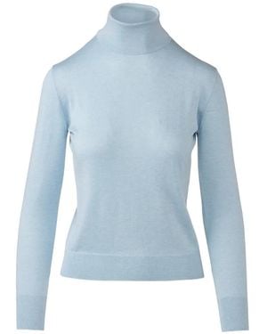 Kinross Cashmere Fitted Roll-Neck Sweater - Blue