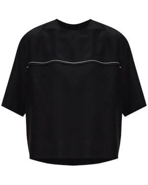 Marni Contrast-Stitch Silk T-Shirt - Black