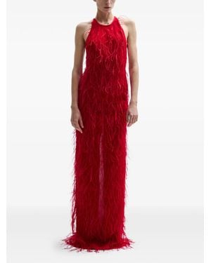 Atu Body Couture Ember Feather Halterneck Maxi Dress - Red