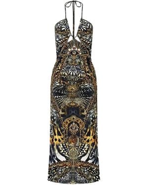 CAMILLA Sleeveless Halterneck Maxi Dress - White