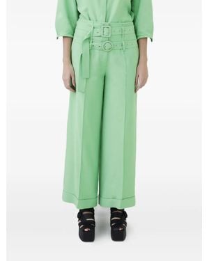 Gloria Coelho Double-Buckle Wide-Leg Pants - Green