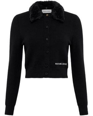 Marine Serre Cardigan im Cropped-Design - Schwarz