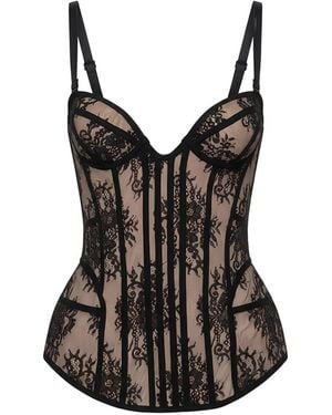 GIUSEPPE DI MORABITO Lace-Overlay Corset Top - Black