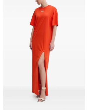 MSGM Logo-Print Maxi Dress - Red