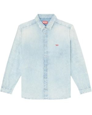DIESEL D-Simply Bleach-Effect Denim Shirt - Blue