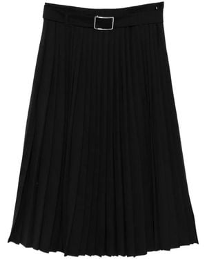 Sportmax Belted Pleated Midi Skirt - Black