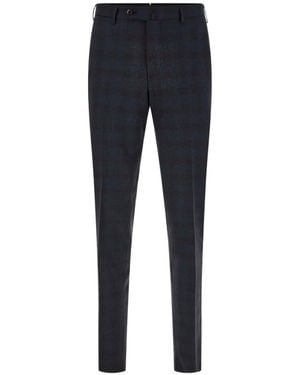PT Torino Check-Pattern Pressed-Crease Pants - Blue