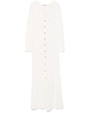 Sandro Pointelle-Knit Maxi Dress - White