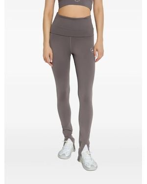 adidas By Stella McCartney Logo-Print Split-Hem Leggings - Grey