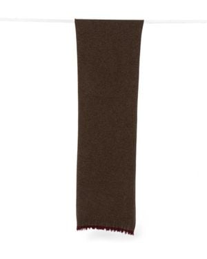 Uma Wang Frayed-Edge Ribbed-Trim Scarf - Brown