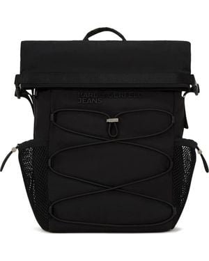 Karl Lagerfeld Utility Roll-Top Drawstring Backpack - Black