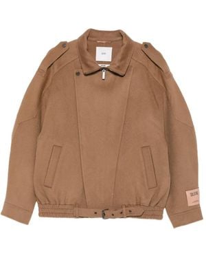 SOLOTRE Belted Asymmetric-Zip Jacket - Brown