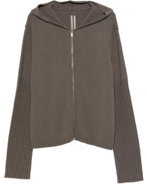 Rick Owens Hooded Ribbed-Cuff Cardigan - Brown