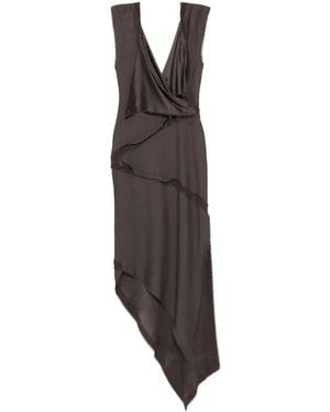 The Attico Twist-Detailing Midi Dress - Brown