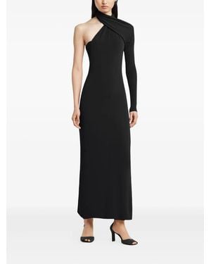 open lace back dress ROCHELLE ONE SHOULDER SLEEVELESS ADJUSTABLE SIDE CUT OUT ASYMMETRIC PLEATED  MAXI DRESS main image 0