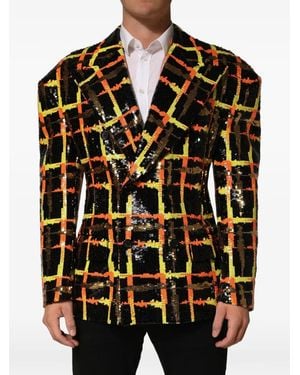 Dolce & Gabbana Sequin-Embellished Double-Breasted Blazer - Black