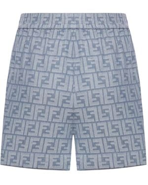 Fendi Ff Logo Shorts - Blue