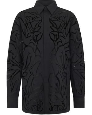 Valentino Garavani Floral Cut-Out Shirt Jacket - Black