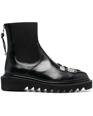 Toga Pointed Leather Ankle Boots - Black