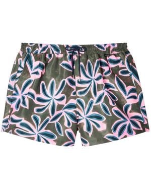 Paul Smith Abstract Palm' Print Swim Shorts - White