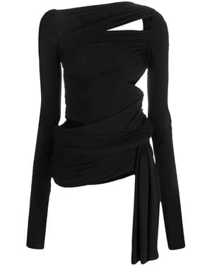The Attico Cut-Out Draped Top - Black