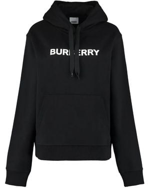 Burberry Logo-Print Drawstring Hoodie - Black