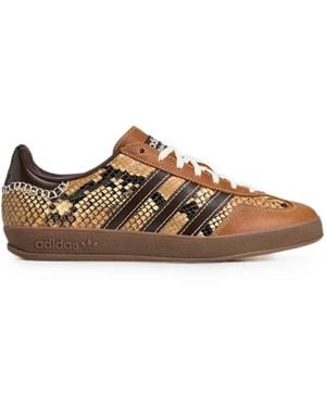 adidas Gazelle Snake-Effect Leather Trainers - Brown