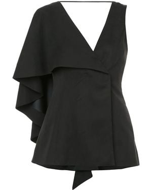 Valery Kovalska Asymmetric-Sleeve Blouse - Black