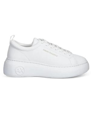 ARMANI EXCHANGE Logo-Embossed Platform Sneakers - White