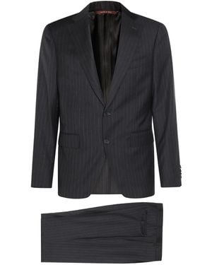 Canali Pinstripe Wool Suit - Black