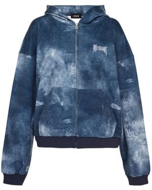 we11done Hoodie Trompe L'Oeil À Imprimé Graphique Et Effet Décoloré - Blue