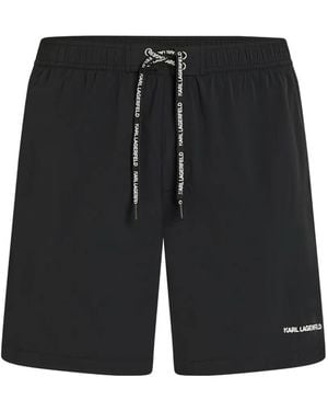 KARL LAGERFELD Logo-Print Swim Shorts - Black