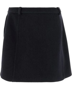 Jil Sander Herringbone Wool Mini Skirt - Black