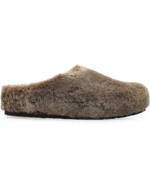 Birkenstock Claquettes Amsterdam Wrapped En Peau Lainée - Grey