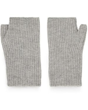 Moorer Ribbed-Knit Fingerless Gloves - Grey