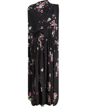 Proenza Schouler Floral-Print Cape Midi Day Dress - Black