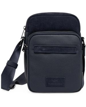 Paul & Shark Panelled Leather Cross Body Bag - Blue