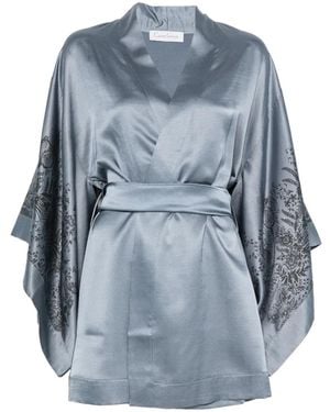 Carine Gilson Butterfly-Sleeve Robe - Blue