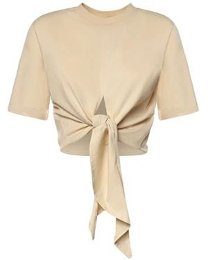 Nineminutes Knot-Detail Cropped T-Shirt - Natural